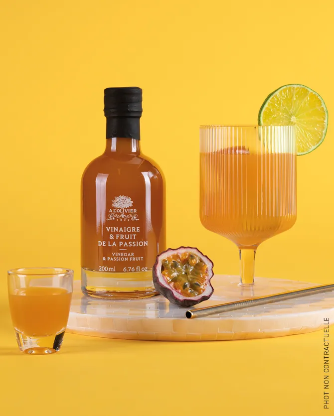 Passion Fruit Vinegar, A L'Olivier 200ml glass bottle