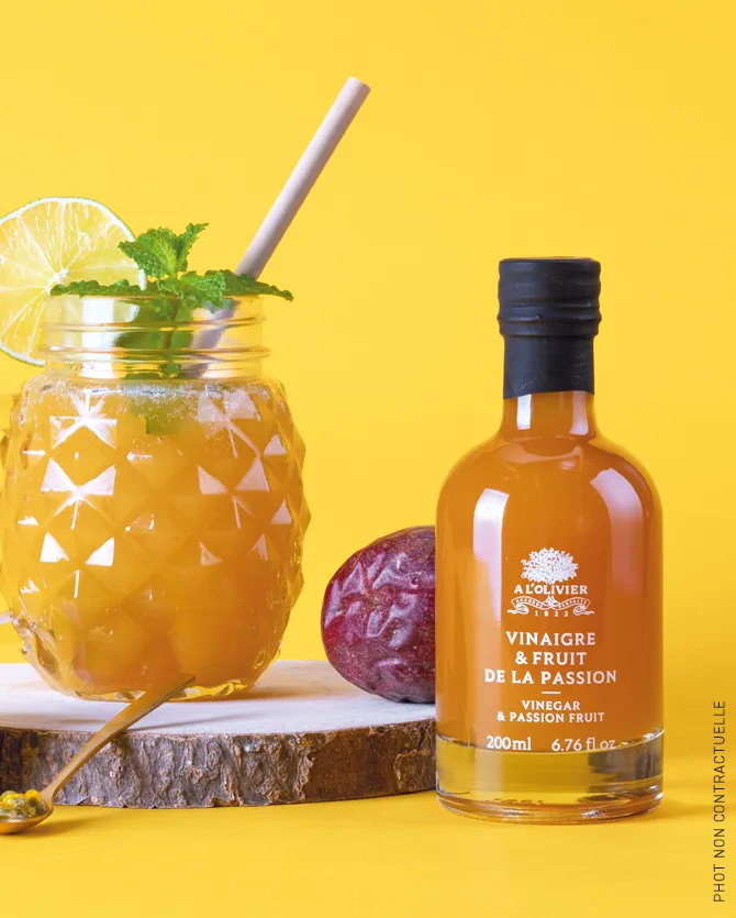 Passion Fruit Vinegar, A L'Olivier 200ml glass bottle