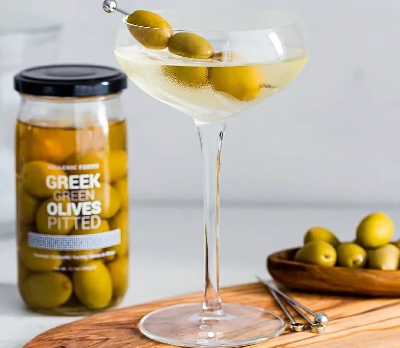 Pitted Greek Green Olives, Hellenic Farms 12.7 oz