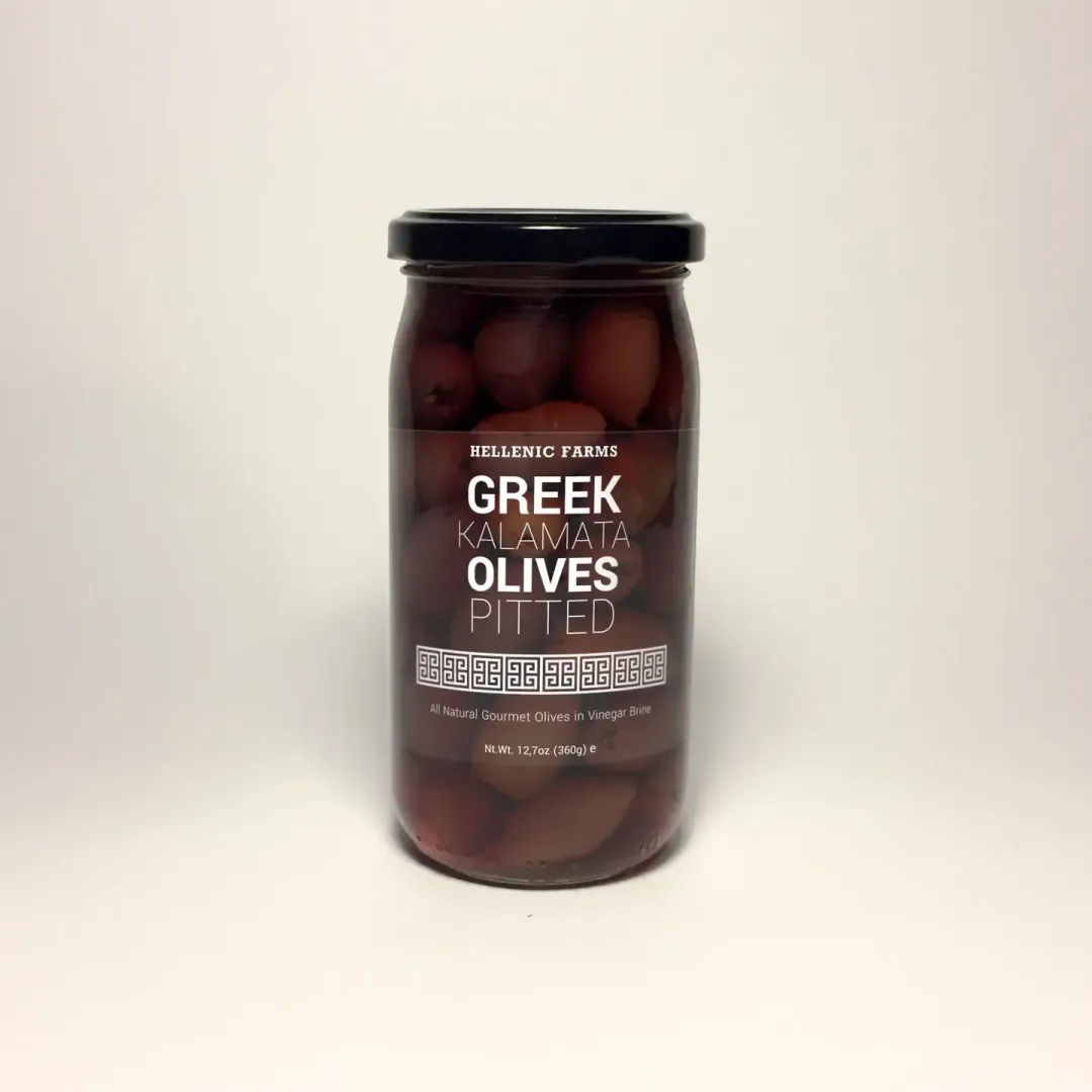 Pitted Greek Kalamata Olives, Hellenic Farms 12.7 oz