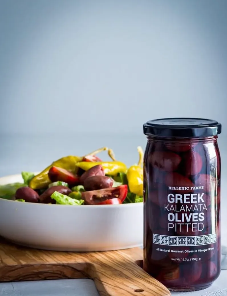 Pitted Greek Kalamata Olives, Hellenic Farms 12.7 oz
