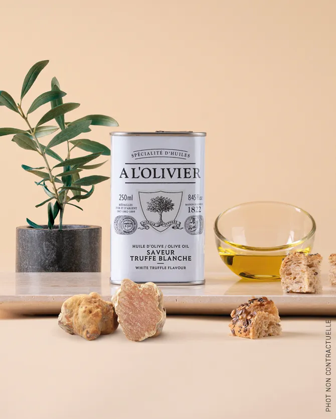 White Truffle Aromatic Olive Oil, A L'Olivier 8.3oz tin