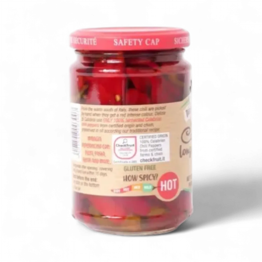 Whole Calabrian Chili in Oil | Delize di Calabria 280g glass