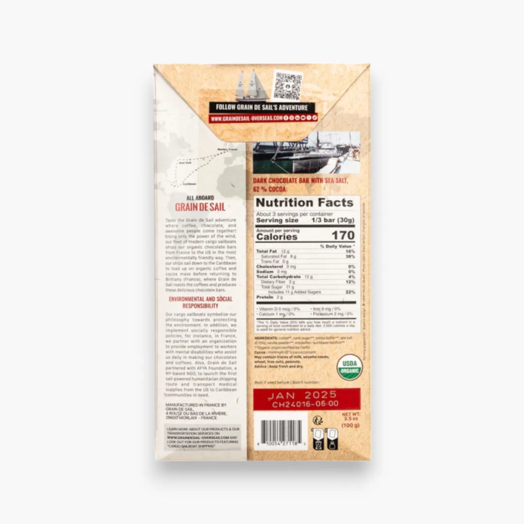 Dark Chocolate 62% of Cocoa and Sea Salt