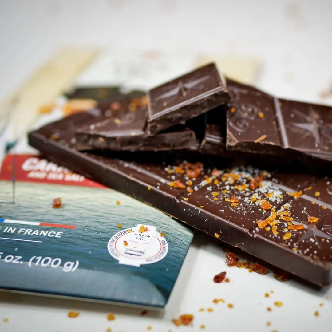 Dark Chocolate 75% of Cocoa, Caramel and Sea Salt