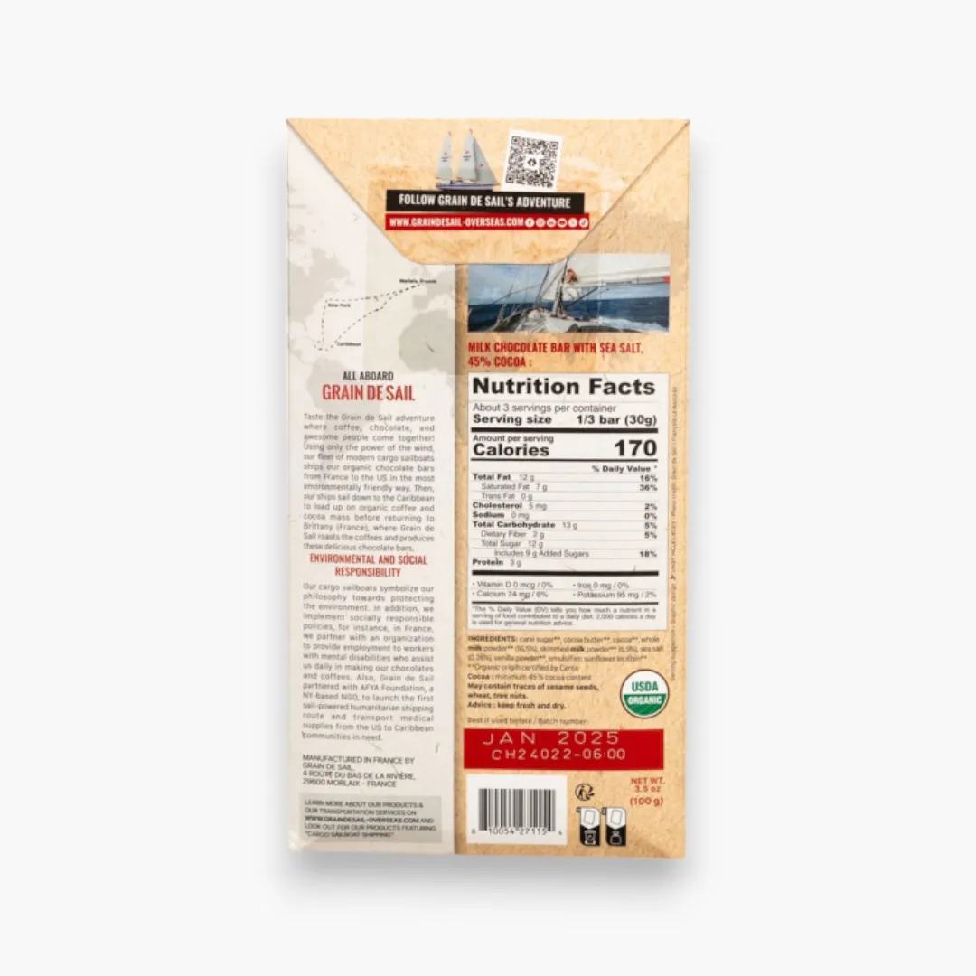 Milk Chocolate 45% of Cocoa and Sea Salt