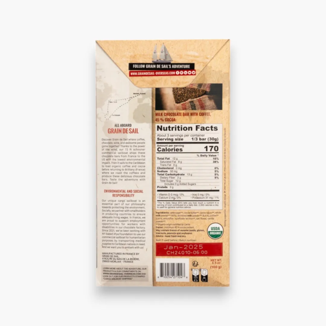 Milk Chocolate 45% of Cocoa with Coffee