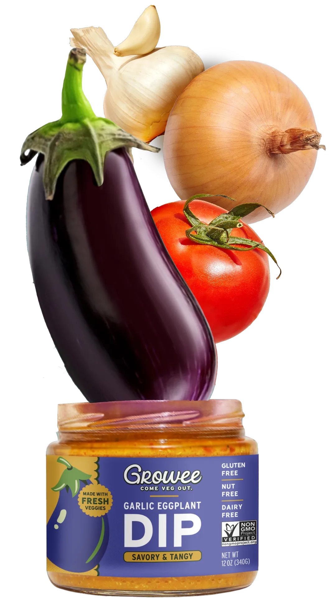 Garlic Eggplant Dip, Sauce, Spread, Plant-Based (12 oz)
