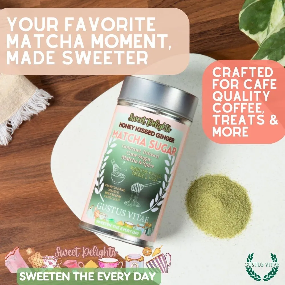 Honey Kissed Matcha Ginger Sugar | Sweet Delights Gourmet Sugar, Matcha & Spice