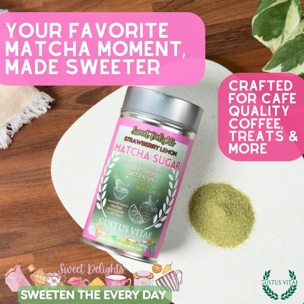 Strawberry Lemon Matcha Sugar | Sweet Delights Gourmet Sugar, Matcha & Spice