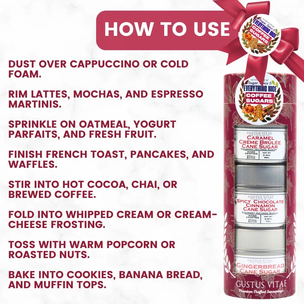 Coffee Sugars: Sugar, Spice & Everything Nice | Gift Pack Set of 3
