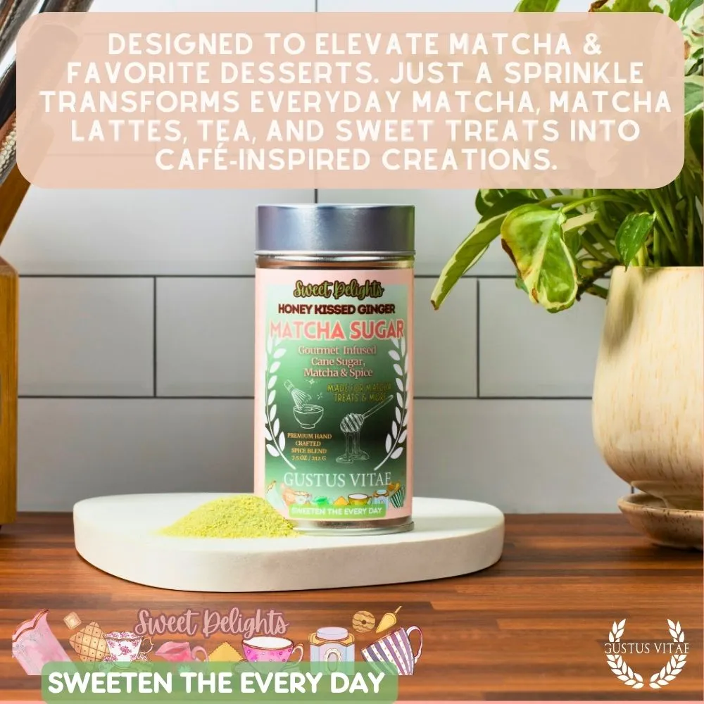 Honey Kissed Matcha Ginger Sugar | Sweet Delights Gourmet Sugar, Matcha & Spice