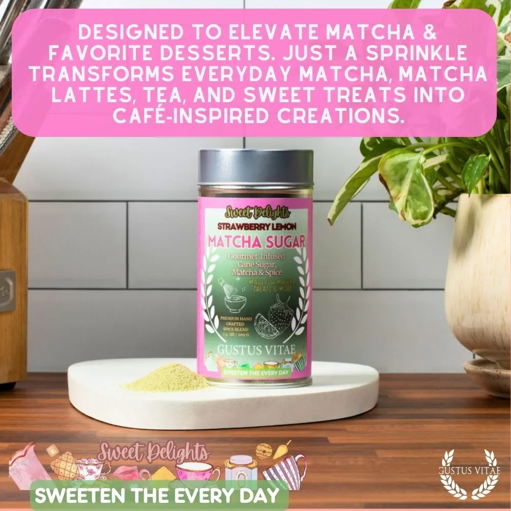 Strawberry Lemon Matcha Sugar | Sweet Delights Gourmet Sugar, Matcha & Spice