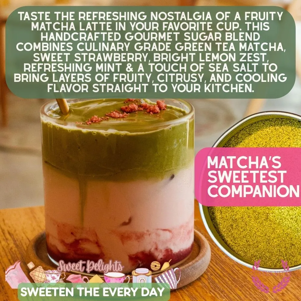 Strawberry Lemon Matcha Sugar | Sweet Delights Gourmet Sugar, Matcha & Spice