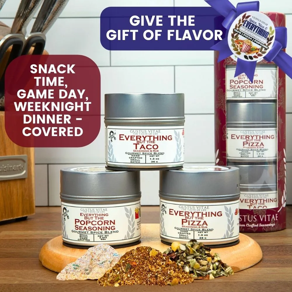 Spice, Nice & Everything Seasonings: Taco, Pizza, Popcorn | Gift Pack Set of 3