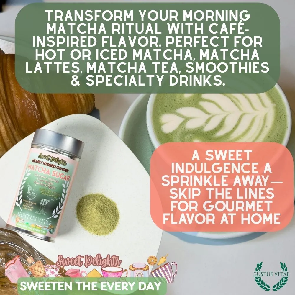 Honey Kissed Matcha Ginger Sugar | Sweet Delights Gourmet Sugar, Matcha & Spice