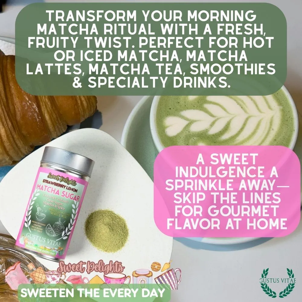 Strawberry Lemon Matcha Sugar | Sweet Delights Gourmet Sugar, Matcha & Spice
