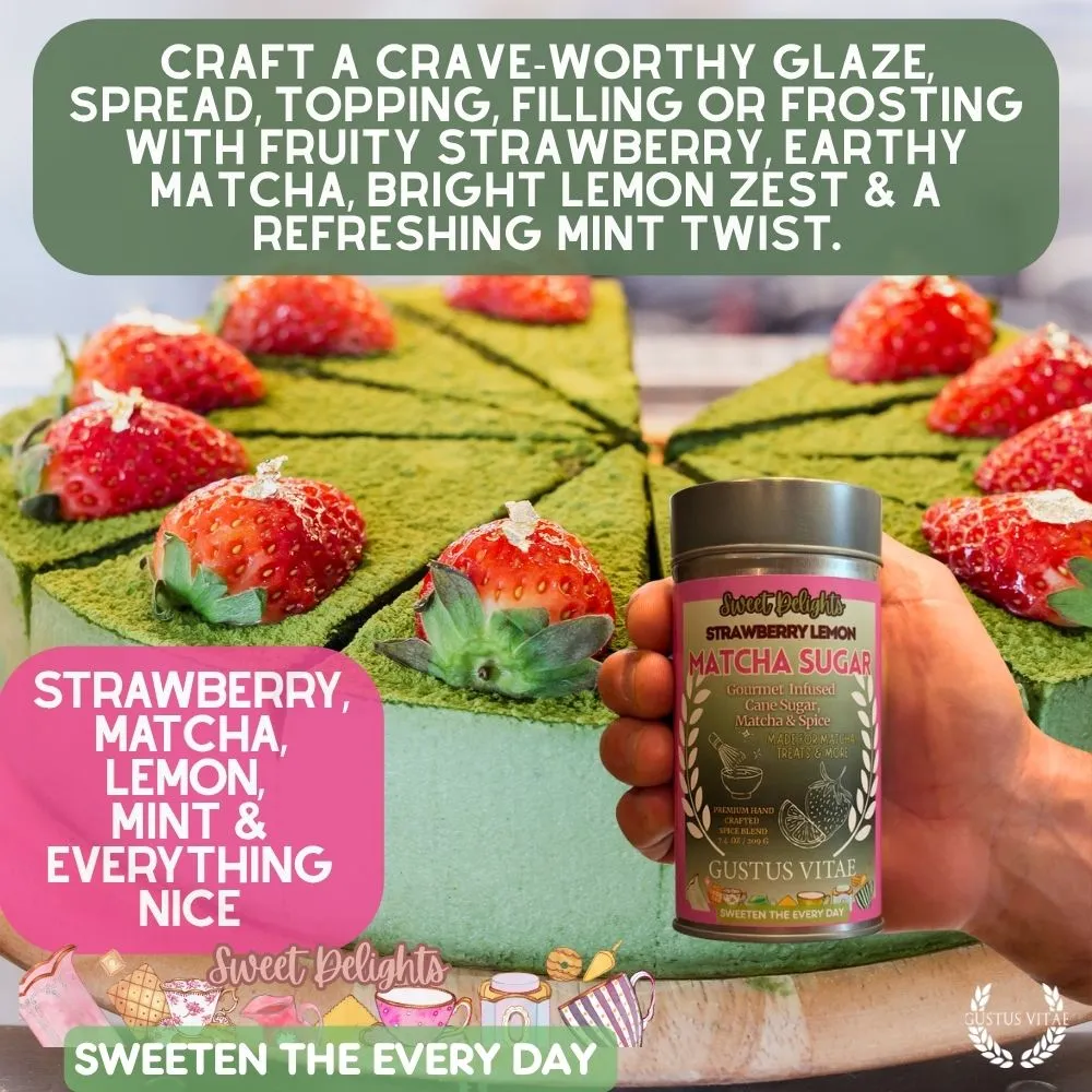 Strawberry Lemon Matcha Sugar | Sweet Delights Gourmet Sugar, Matcha & Spice