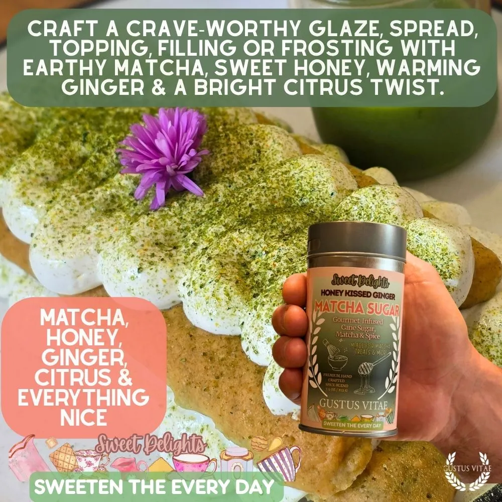 Honey Kissed Matcha Ginger Sugar | Sweet Delights Gourmet Sugar, Matcha & Spice