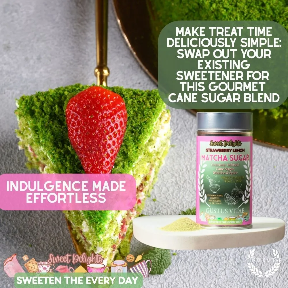 Strawberry Lemon Matcha Sugar | Sweet Delights Gourmet Sugar, Matcha & Spice