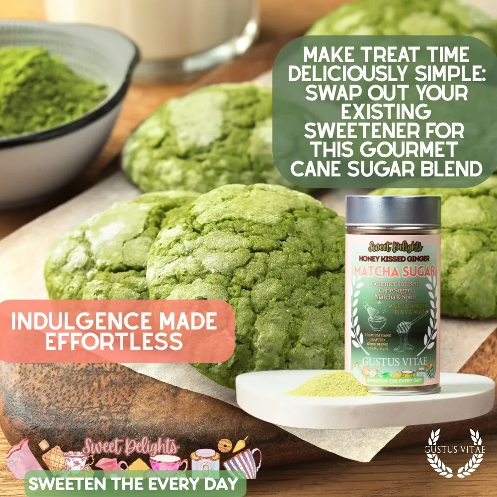 Honey Kissed Matcha Ginger Sugar | Sweet Delights Gourmet Sugar, Matcha & Spice
