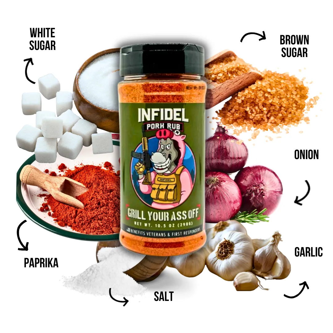 Infidel Pork Rub™ 10.5oz Bottle - Seasoning Spices Sweet & Spicy