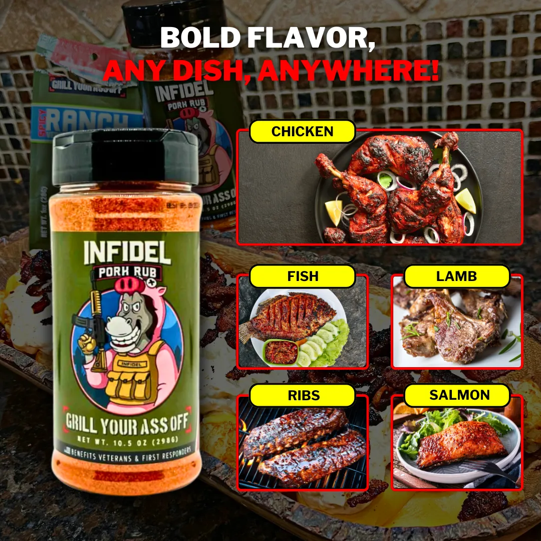 Infidel Pork Rub™ 10.5oz Bottle - Seasoning Spices Sweet & Spicy