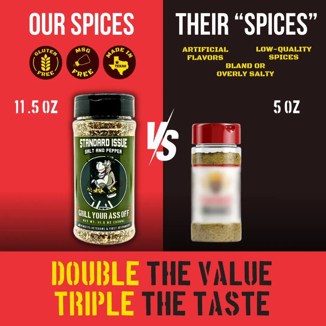 Standard Issue Salt & Pepper Seasoning - Spice Blend, BBQ