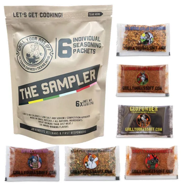 The Sampler - 6 Pack of Seasonings & Spices, Rubs, BBQ, Gift