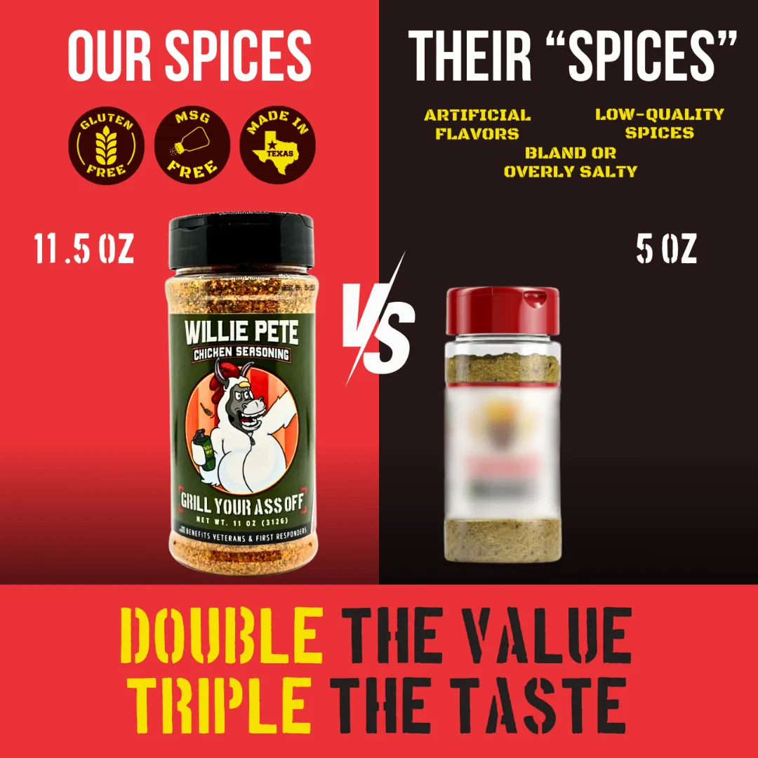 Willie Pete Chicken Seasoning - Poultry, Garlic, Pepper