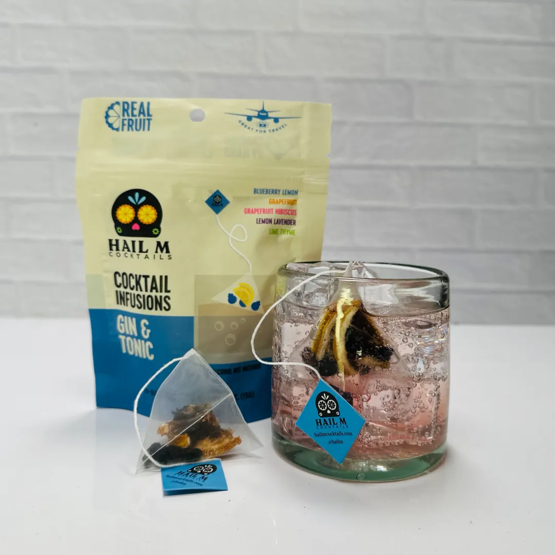 Gin & Tonic Cocktail Infusion Tea Bag - To Go Mixer, Low Cal