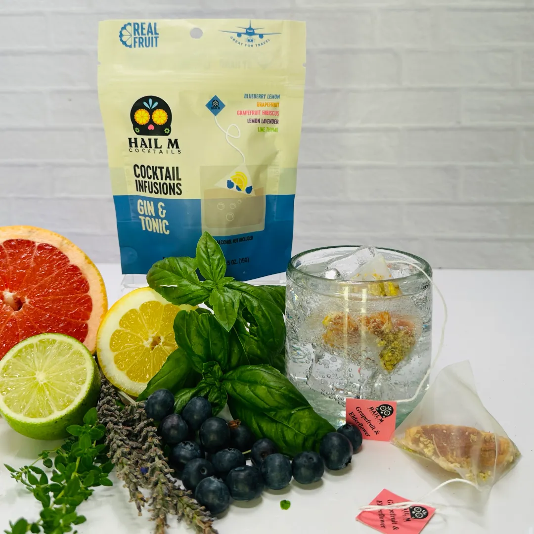 Gin & Tonic Cocktail Infusion Tea Bag - To Go Mixer, Low Cal