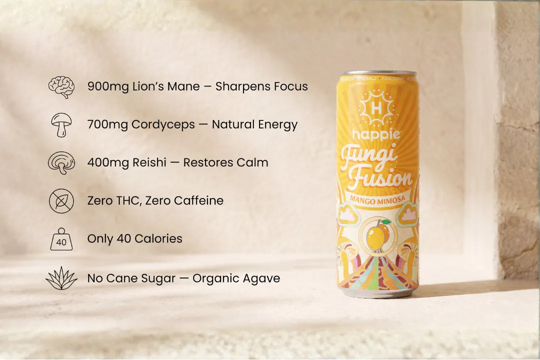 Happie Fungi Fusion Mango Mimosa Adaptogen Beverage
