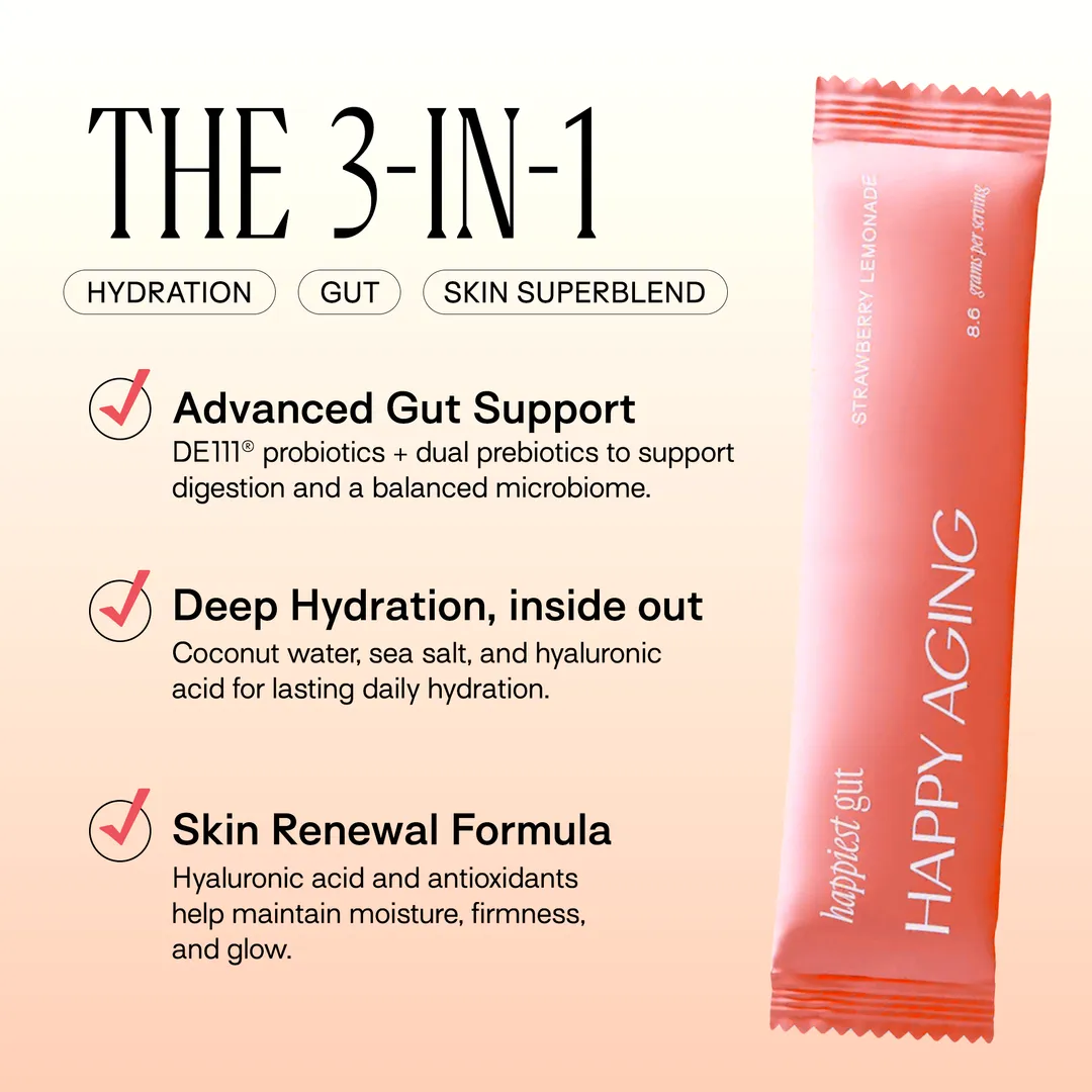 Happiest Gut Electrolytes – Strawberry Lemonade | Gut Health Hydration Sticks