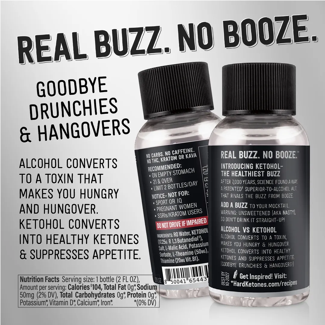 Ketohol Concentrate | Real Buzz. No Booze. Mixer | 17g Ketohol | 12x2oz (Raw & Nasty)