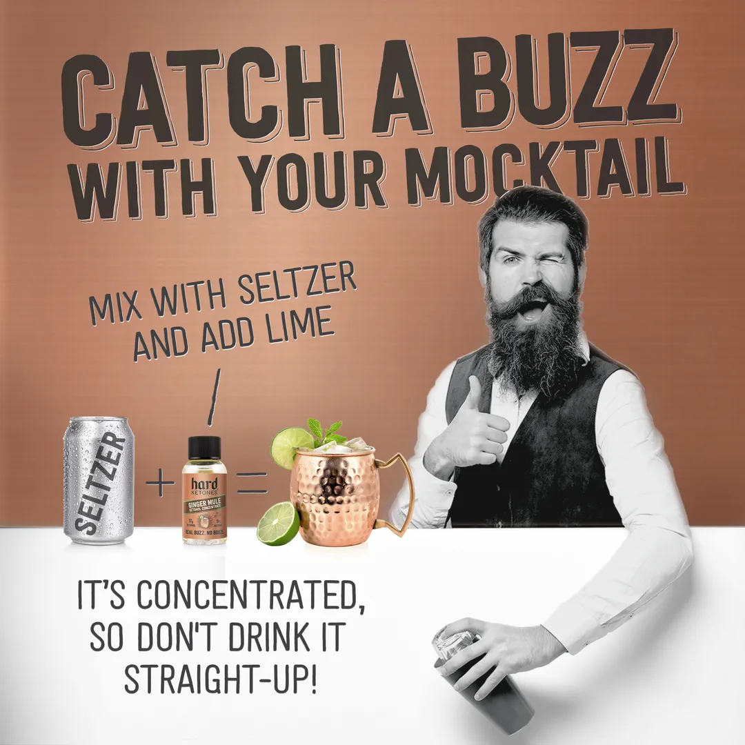 Ginger Mule Concentrate | Real Buzz. No Booze Mixer | 17g Ketohol | 12x2oz 17g Ketohol (Stevia)