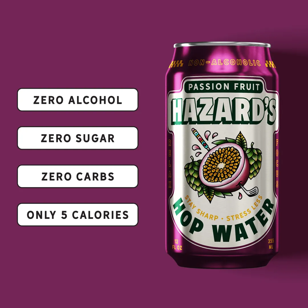 Hazard's Sparkling Hop Water Passion Fruit - 12oz