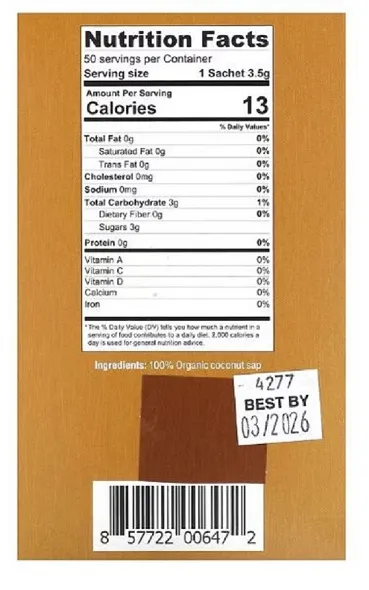 Coconut Sugar Packets 50ct