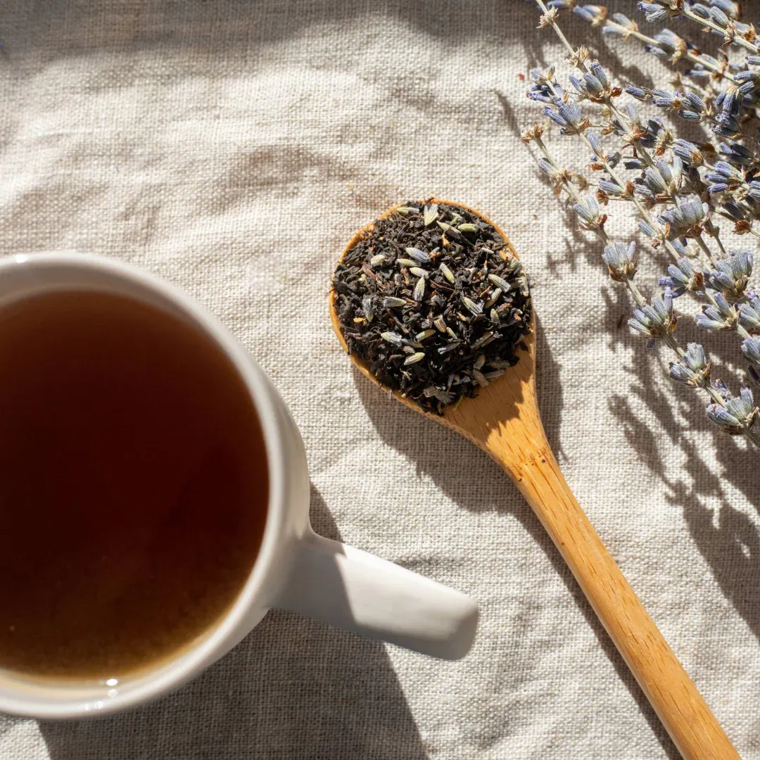 Organic Black Lavender, Loose Leaf Black Clear Top Tea Tin