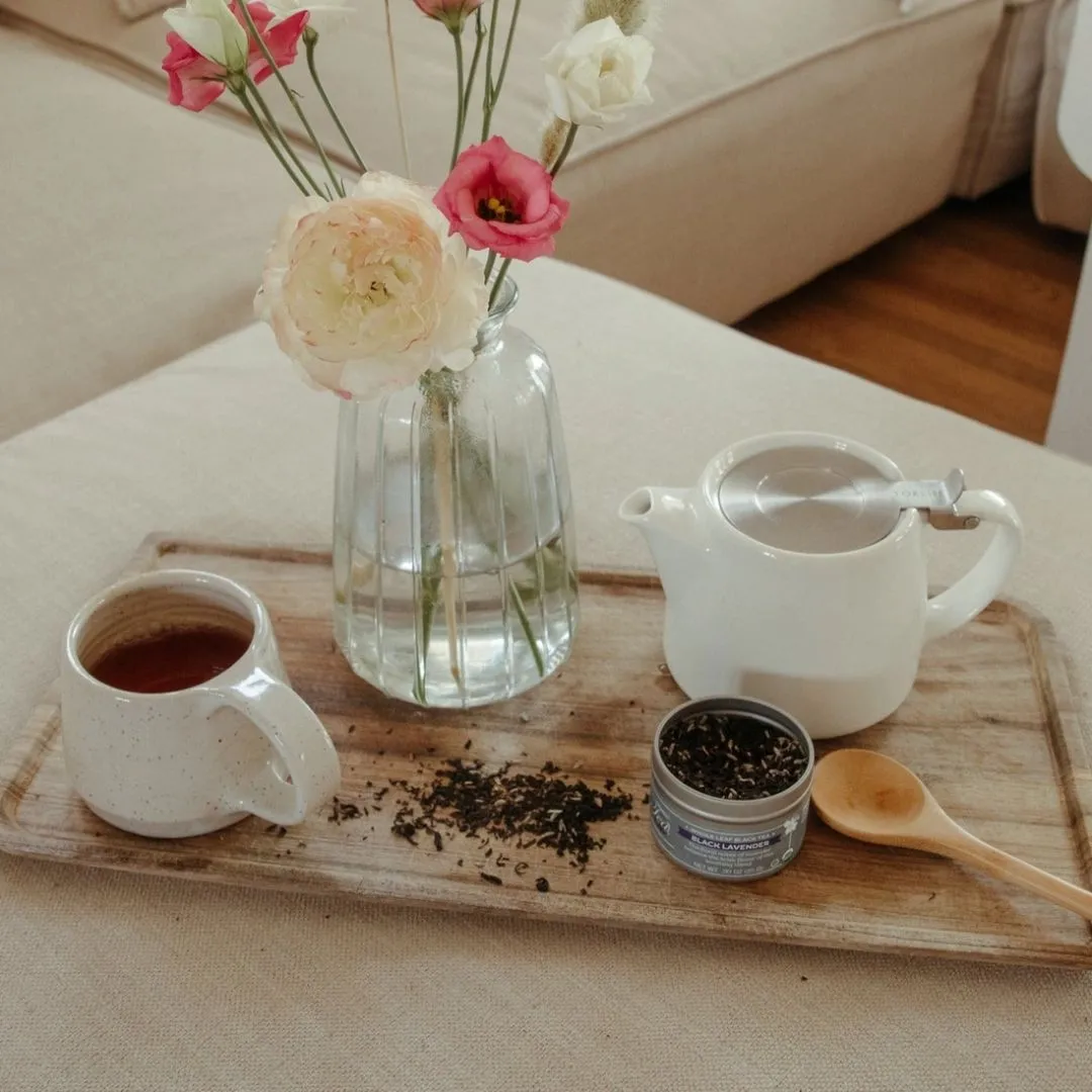 Organic Black Lavender, Loose Leaf Black Clear Top Tea Tin