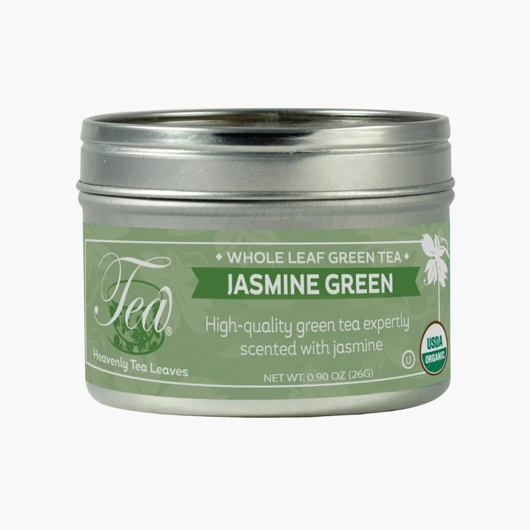 Organic Jasmine Green, Loose Leaf Green Clear Top Tea Tin