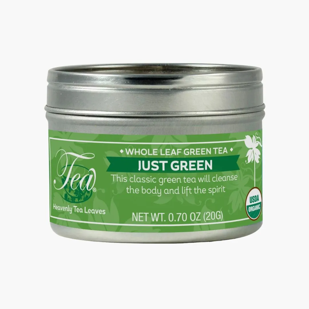 Organic Just Green, Loose Leaf Green Tea Clear Top Tin