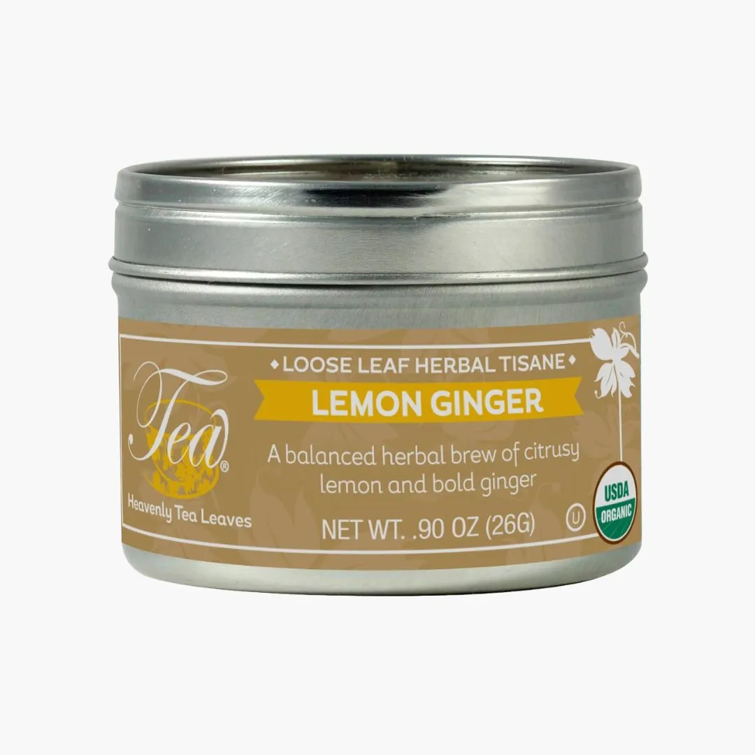 Organic Lemon Ginger Clear Top Loose Tea Tin, .9 oz.
