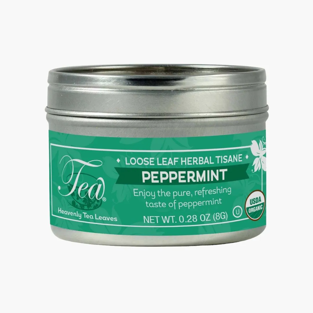 Organic Peppermint, Loose Leaf Herbal Clear Top Tea Tin