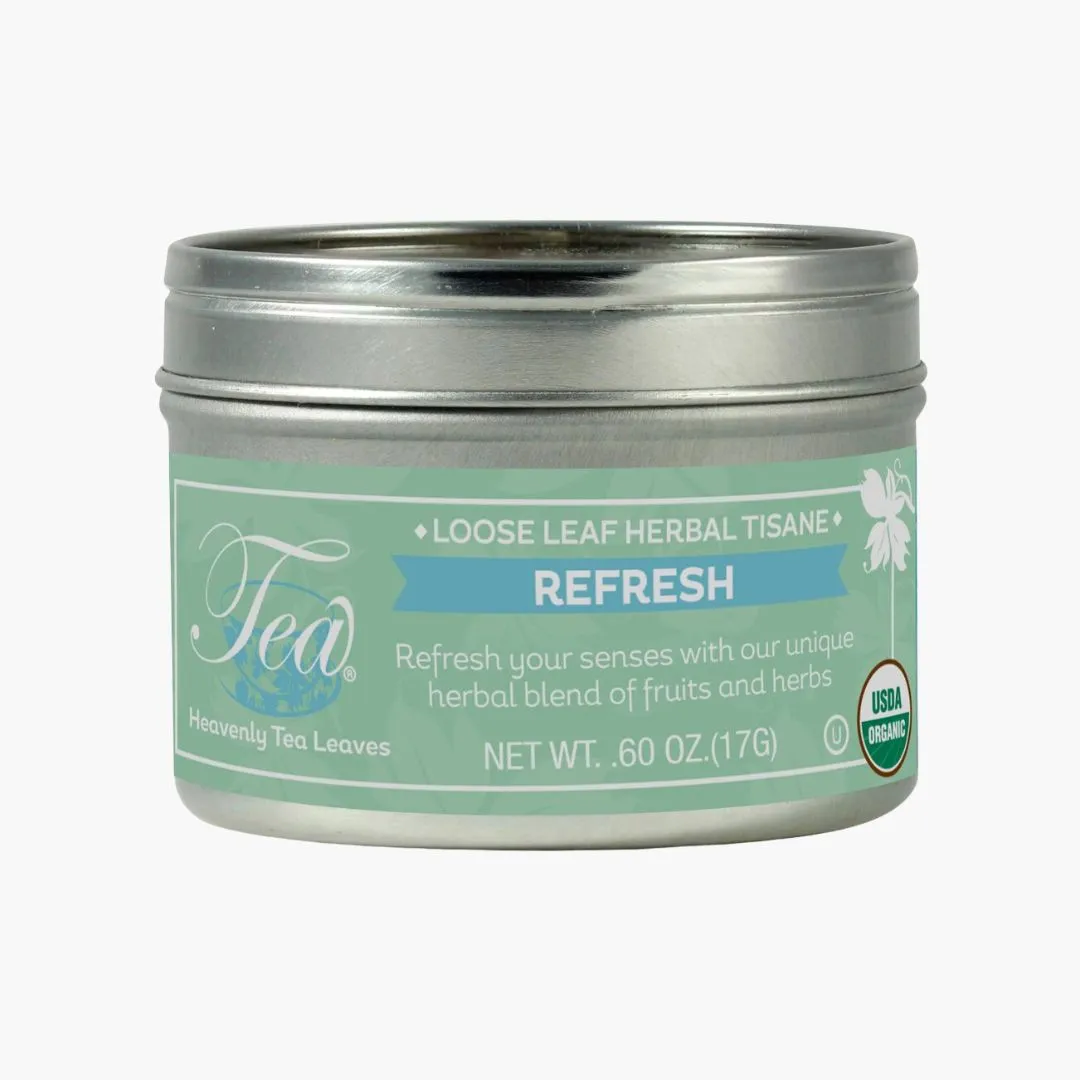 Organic Refresh, Loose Leaf Herbal Clear Top Tea Tin