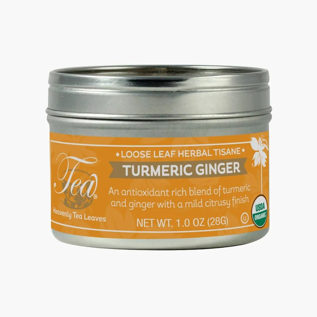 Organic Turmeric Ginger, Loose Leaf Herbal Clear Top Tea Tin