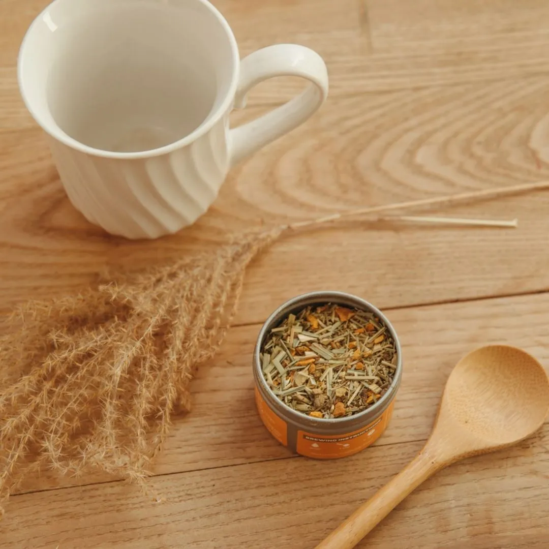 Organic Turmeric Ginger, Loose Leaf Herbal Clear Top Tea Tin