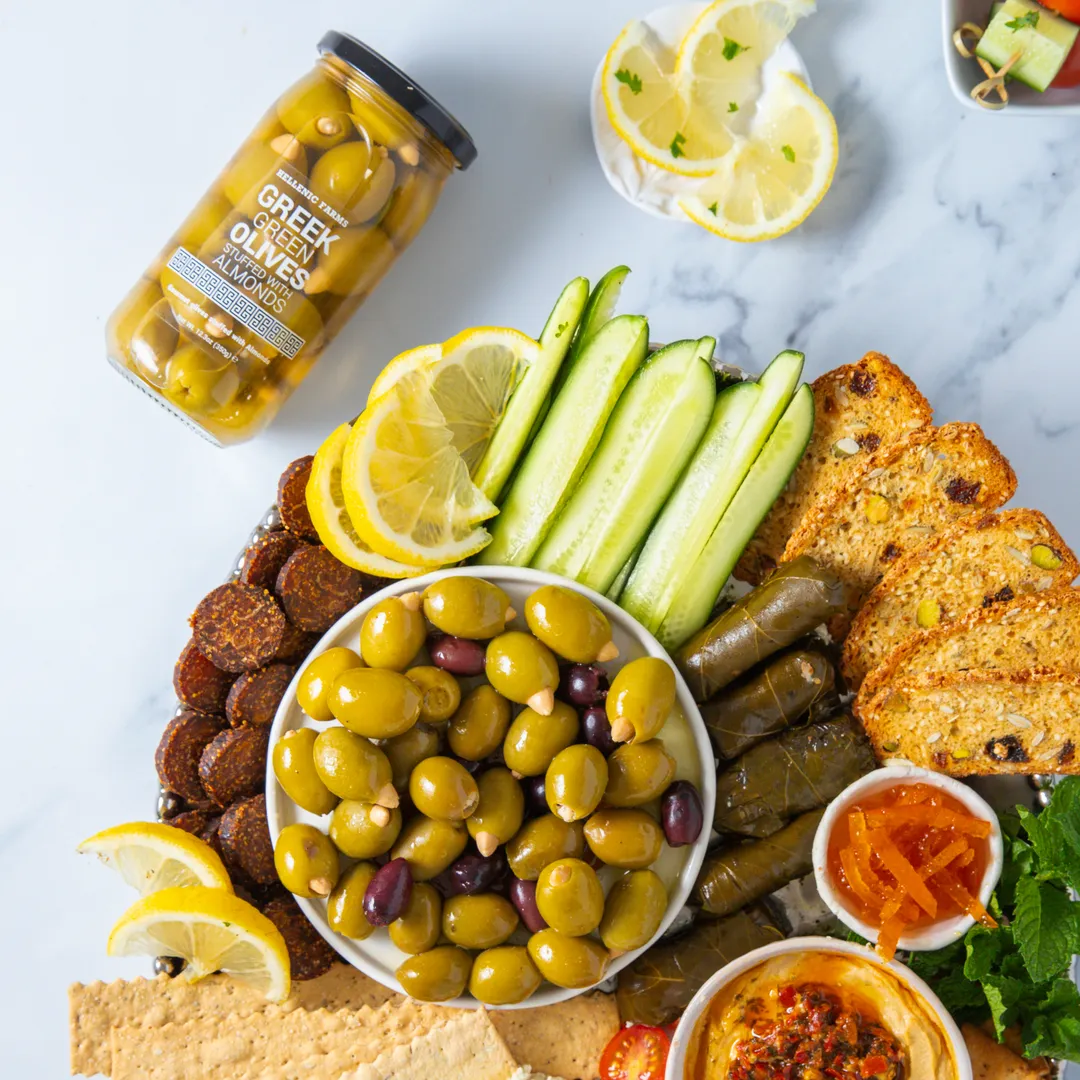 Hellenic Farms Greek Green Olives Stuffed with Almonds