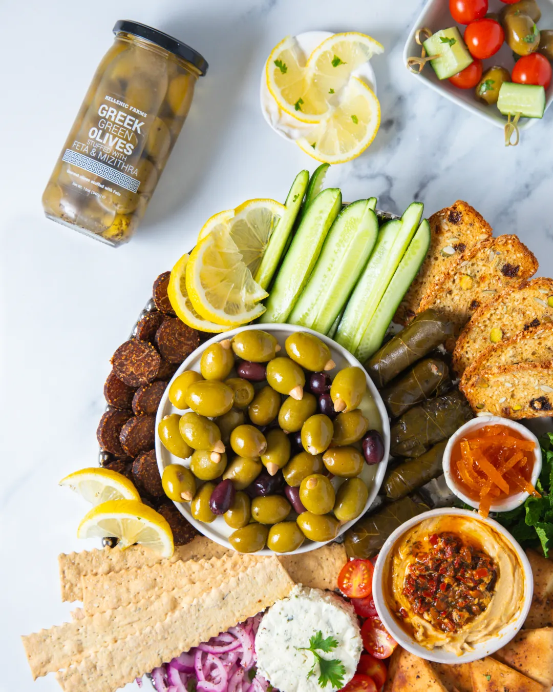 Hellenic Farms Greek Green Olives Stuffed w/ Feta & Mizithra Cheese