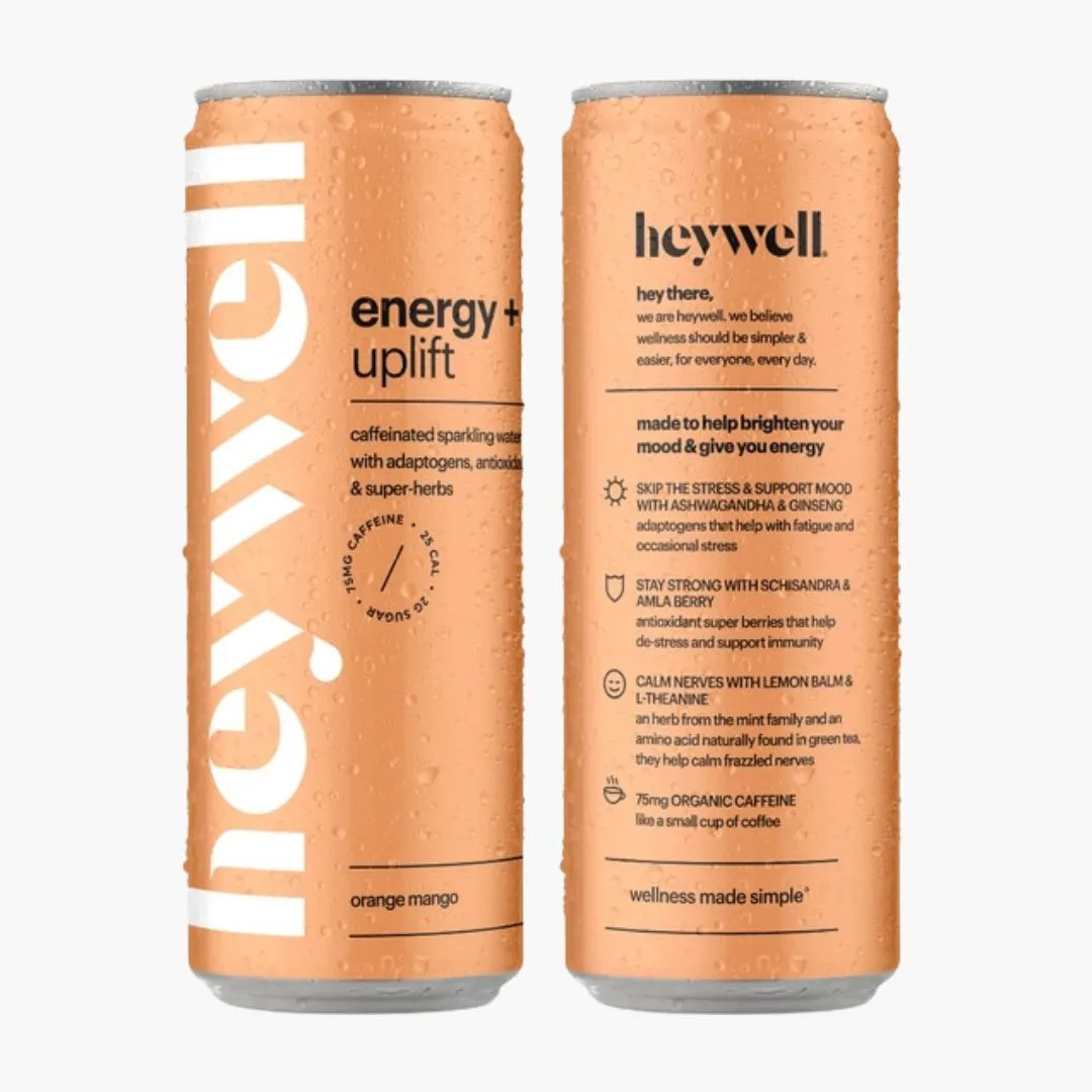 Heywell Energy + Lift Sparkling Orange Mango - 12 Pk Cans